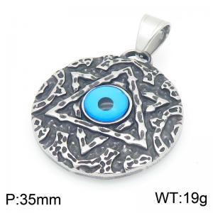 Punk style retro personality stainless steel creative hexagonal star demon eye circular pendant - KP116663-MZOZ