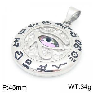 Punk style retro personality stainless steel creative Viking rune Devil's Eye circular silver pendant - KP116664-MZOZ