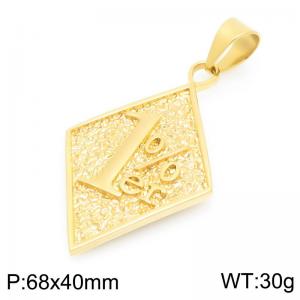 Punk style retro personality stainless steel creative carving 1% er logo square gold pendant - KP116668-MZOZ