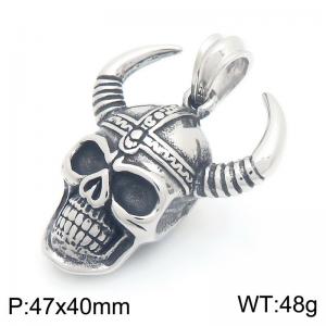Vintage Pendant Stainless Steel Charm Jewelry Cattle Bull Skeleton Skull Pendant Hiphop Jewelry Pendant - KP116683-KJX