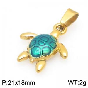 Gold-Plated Stainless Steel Blue Turtle Pendant - KP117101-Z