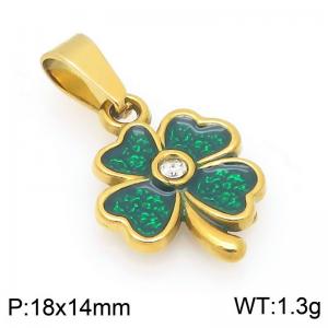 Gold-Plated Stainless Steel Clover Pendant - KP117105-Z