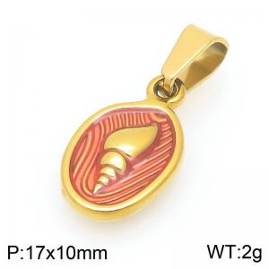 Gold-Plated Stainless Steel Red Conch Tag Pendant - KP117110-Z