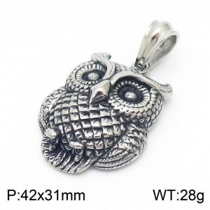 Stainless steel retro literature special owl pendant - KP119294-KJX