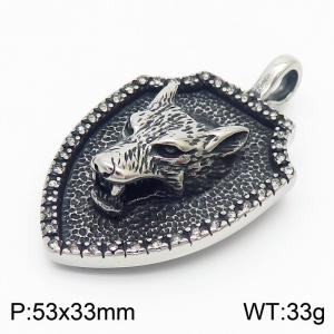 Hiphop Stainless Steel Wolf Shield Pendant Men Jewelry - KP119816-KJX