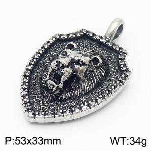 Hiphop Stainless Steel Lion Head Shield Pendant Men Jewelry - KP119817-KJX