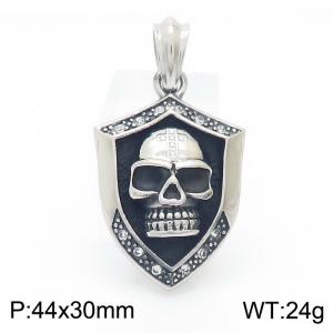 stainless steel skull shield pendant necklace men's fashion personality punk jewelry gift - KP119897-KJX