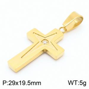Stainless steel religious cross gold plated ins style versatile pendant - KP119911-HR