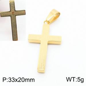 Stainless steel religious cross gold plated ins style versatile pendant - KP119916-HR