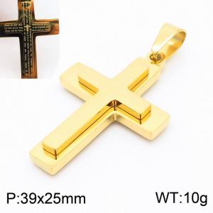 Stainless steel religious cross gold plated ins style versatile pendant - KP119918-HR