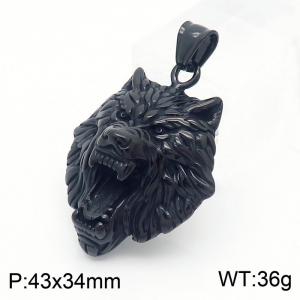 Stainless steel European and American retro domineering wolf head blacker titanium steel pendant - KP119922-MI