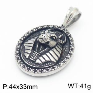 Stainless steel simple retro cowhead with stone classic charm silver pendant - KP119947-KJX