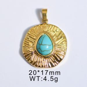 Stylish French style gold-plated, drop-stone inlaid stainless steel geometric pendant - KP119960-WGYC