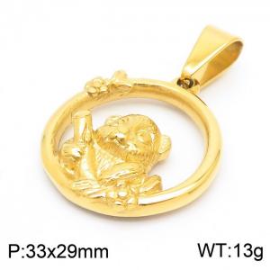 Gold Plated Panda Pendant Stainless Steel Necklace Jewelry Accessory - KP119984-KJX