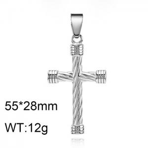 Men Stainless Steel Modern Style Christian Cross Pendant - KP119992-WGAS