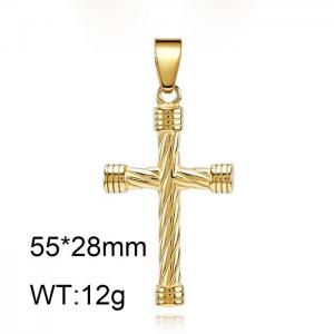 Men Gold-Plated Stainless Steel Modern Style Christian Cross Pendant - KP120004-WGAS
