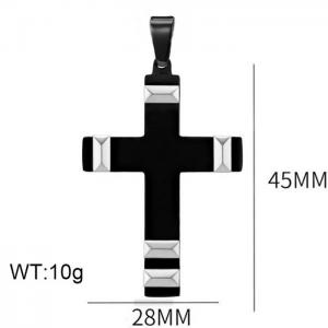 Fashion stainless steel cross creative trend jewelry black&silver dual color pendant - KP120027-WGAS