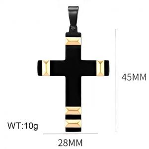 Fashion stainless steel cross creative trend jewelry black&gold dual color pendant - KP120028-WGAS