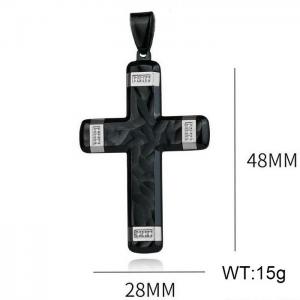 Fashion stainless steel studded diamond cross creative trend jewelry black&silver dual color pendant - KP120032-WGAS