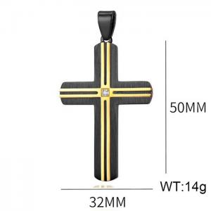Fashion stainless steel studded diamond cross dual color creative trend jewelry black&gold pendant - KP120037-WGAS