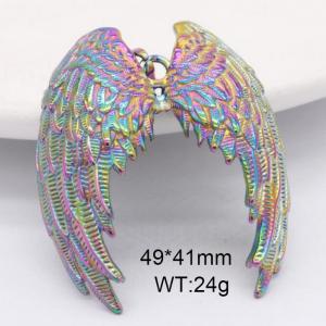 European and American fashion stainless steel retro angel wing wing colorful personalized pendant - KP120042-WGRZ