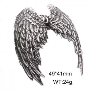 European and American fashion stainless steel retro angel wings silver personalized pendant - KP120043-WGRZ