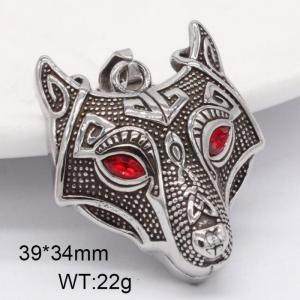 European and American fashion personality retro red eyes pirate wolf head jewelry charm ancient silver pendant - KP120045-WGRZ