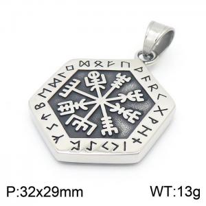 Men's stainless steel Viking totem snowflake hexagonal pendant - KP120056-MZOZ