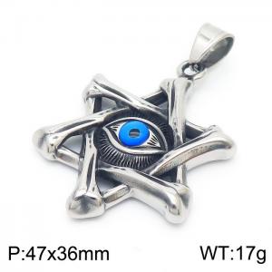 Stainless steel six pointed star demon eye men's pendant - KP120060-MZOZ