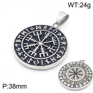 Men's stainless steel Viking totem snowflake circular pendant - KP120063-MZOZ