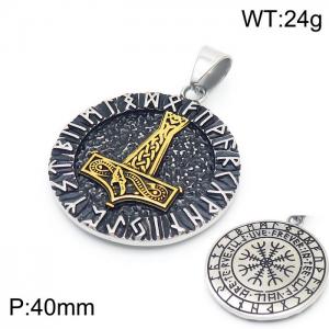 Men's Stainless Steel Viking Totem Snowflake Thor Hammer Pendant - KP120064-MZOZ