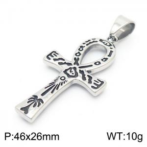 Ancient Egypt hieroglyph cross men's stainless steel pendant - KP120067-MZOZ