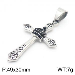 Crown Cross Men's Stainless Steel Pendant - KP120069-MZOZ