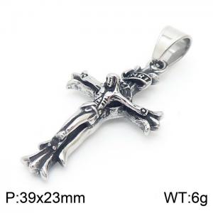 Punk style Jesus Cross Men's Stainless Steel Pendant - KP120070-MZOZ