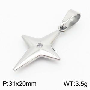 European and American fashion stainless steel quadrilateral diamond charm silver pendant - KP120074-ZC