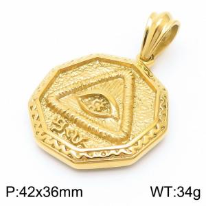 42x36mm Men's Charm Pendant Round Triangle Eyes Totem Pendant Stainless Steel Gold Color Necklace Charm Jewelry Jewelry - KP120091-KJX