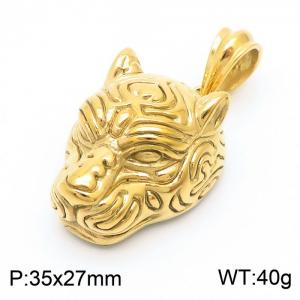 35x27mm Men's Charm Tiger Head Pendant Stainless Steel Gold Color   Necklace Charm Jewelry Jewelry - KP120092-KJX