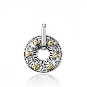 Personalized Six Character Truth Circle Gold Men's Stainless Steel Pendant - KP120106-WGYG