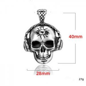 Retro hip-hop headphone skull head men's stainless steel pendant - KP120114-WGYG