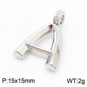 15x15mm Zirconia Balloon A Alphabet Charm Stainless Steel 304 Silver Color for Men and Womon - KP120194-Z