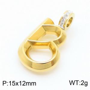 15x12mm Zirconia Balloon B Alphabet Charm Stainless Steel 304 Gold Color for Men and Womon - KP120199-Z