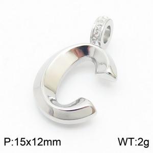15x12mm Zirconia Balloon C Alphabet Charm Stainless Steel 304 Silver Color for Men and Womon - KP120200-Z