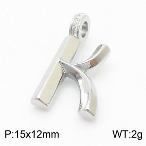 15x12mm Zirconia Balloon K Alphabet Charm Stainless Steel 304 Silver Color for Men and Womon - KP120224-Z