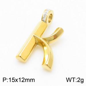 15x12mm Zirconia Balloon K Alphabet Charm Stainless Steel 304 Gold Color for Men and Womon - KP120226-Z