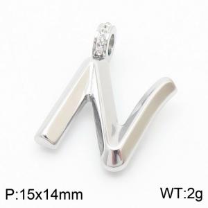 15x14mm Zirconia Balloon N Alphabet Charm Stainless Steel 304 Silver Color for Men and Womon - KP120230-Z