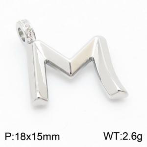 18x15mm Zirconia Balloon M Alphabet Charm Stainless Steel 304 Silver Color for Men and Womon - KP120233-Z