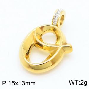 15x13mm Zirconia Balloon O Alphabet Charm Stainless Steel 304 Gold Color for Men and Womon - KP120238-Z