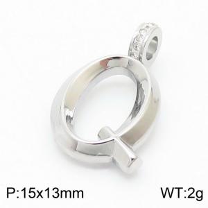 15x11mm Zirconia Balloon Q Alphabet Charm Stainless Steel 304 Silver Color for Men and Womon - KP120242-Z
