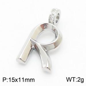 15x11mm Zirconia Balloon R Alphabet Charm Stainless Steel 304 Silver Color for Men and Womon - KP120245-Z