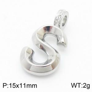15x11mm Zirconia Balloon S Alphabet Charm Stainless Steel 304 Silver Color for Men and Womon - KP120248-Z